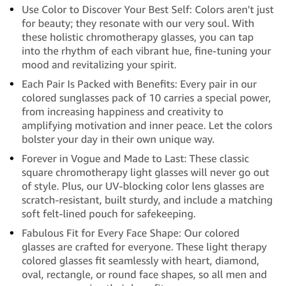 ๐VARIOUS SPECTRUM COLOR THERAPY SUNGLASSES/ Sunnies:7 colors to choose from ๐ถ๏ธ - Picture 10 of 10